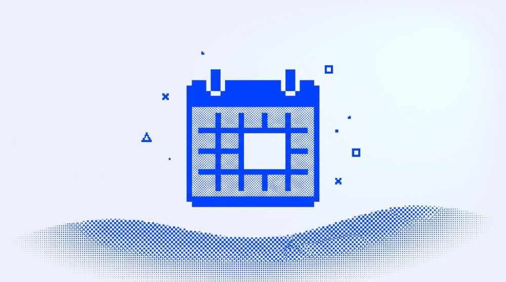 Cover: a calendar in cobalt dots