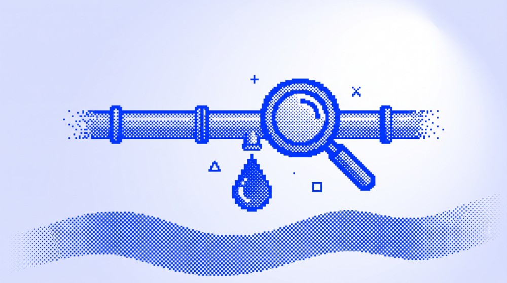 Cover: a dripping pipe in cobalt dots