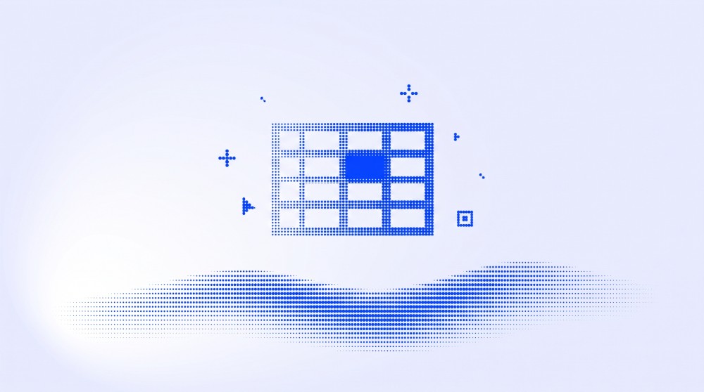 Cover: a spreadsheet fragment in cobalt dots